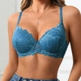 thumbnail image 6 of Kvture Women's Push Up Bra Lace Comfort Padded Plunge Underwire Bras Lift Up Blue Bra 70B, 6 of 9