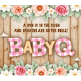 thumbnail image 3 of Rustic Baby Shower Banner Floral Design BaByQ Wooden Background for Gender Reveal Party Outdoor Celebration BBQ, 3 of 6