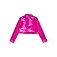 thumbnail image 4 of YiZYiF Kids Girls Long Sleeve Dance Crop Top Glitter Sequins Tank Top Modern Hip Hop Performance Tops Hot Pink 10, 4 of 5
