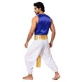 thumbnail image 2 of Aiihoo Mens Stain Gold Trim Open Front Vest Sleeveless Waistcoat+Harem Pants Outfit Royal Blue&White L, 2 of 7