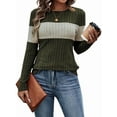 thumbnail image 3 of Women'S Sweaters Trendy Color Block Tops Long Sleeve Shirts Fall Outfits Early Fall Fashion Winter Clothing Army Green L, 3 of 9