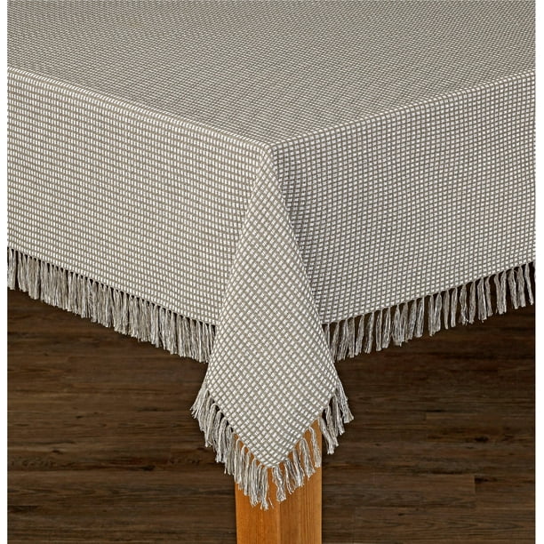 Lintex Linens Homespun Check 100% Cotton Woven Fringed Tablecloth 52"X70", Grey - Walmart.com ...
