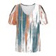 thumbnail image 4 of Puntoco Liquidación de blusas cortas para mujer, blusas estampadas para mujer, blusas de manga corta con escote en V y hombros descubiertos, blusas de moda, 4 of 5