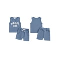 thumbnail image 2 of vera natura Toddler Boys Summer Shorts Sets Sleeveless Letter Print Tank Tops and Solid Color Shorts Sets, 2 of 8