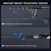 KastKing Casting Spinning Fishing Rods,Travel Rod with Titanium Solid Tip, Power Transition System-Megatron Titanium Telescopic Rod