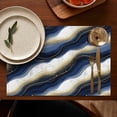 thumbnail image 4 of Blue White Gold Marble Pattern Summer Placemats Table Placemats Set Of 6-Linen Kitchen Washable Placemats Table Mats 11.8"x17.7" Non-Slip Heat Resistant, 4 of 5