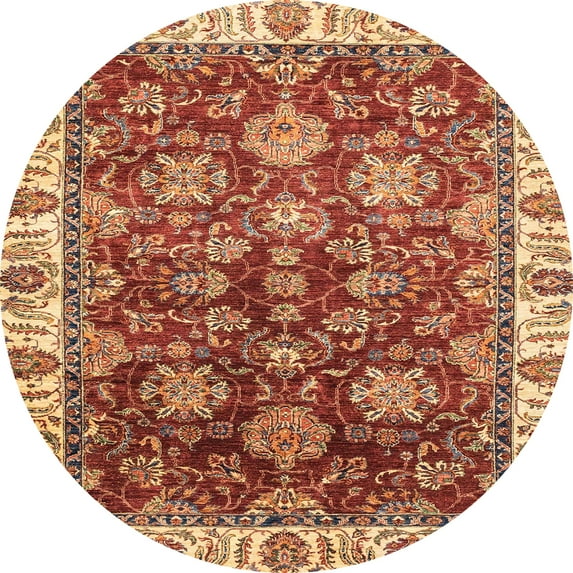 Ahgly Company Indoor Round Abstract Red Oriental Area Rugs, 3' Round