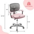thumbnail image 3 of Gymax Kids Desk Chair Adjustable Height Children Study Chair w/ Auto Universal Casters Pink, 3 of 6