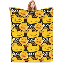 Cute Rubber Duck Throw Blanket Ultra Soft Warm Yellow Cartoon Smile Ducks Decorative Fleece Blankets for Chair Car Couch Sofa Couch Living Room Travel 50"x 60" All Season Duck Gift for Kids Adults