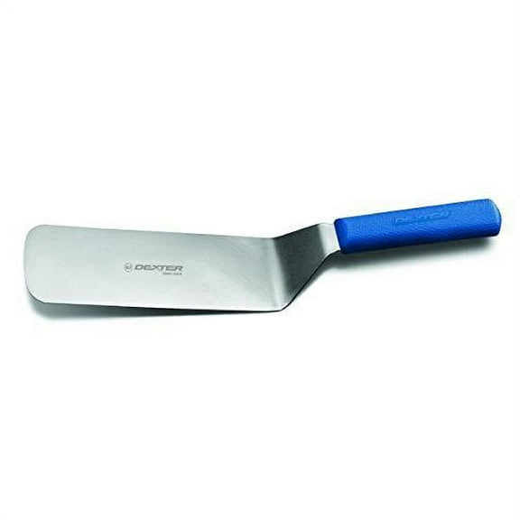 Dexter Sani-Safe Stainless Steel Cake Turner with Blue Polypropylene Handle - 8"L x 3"W