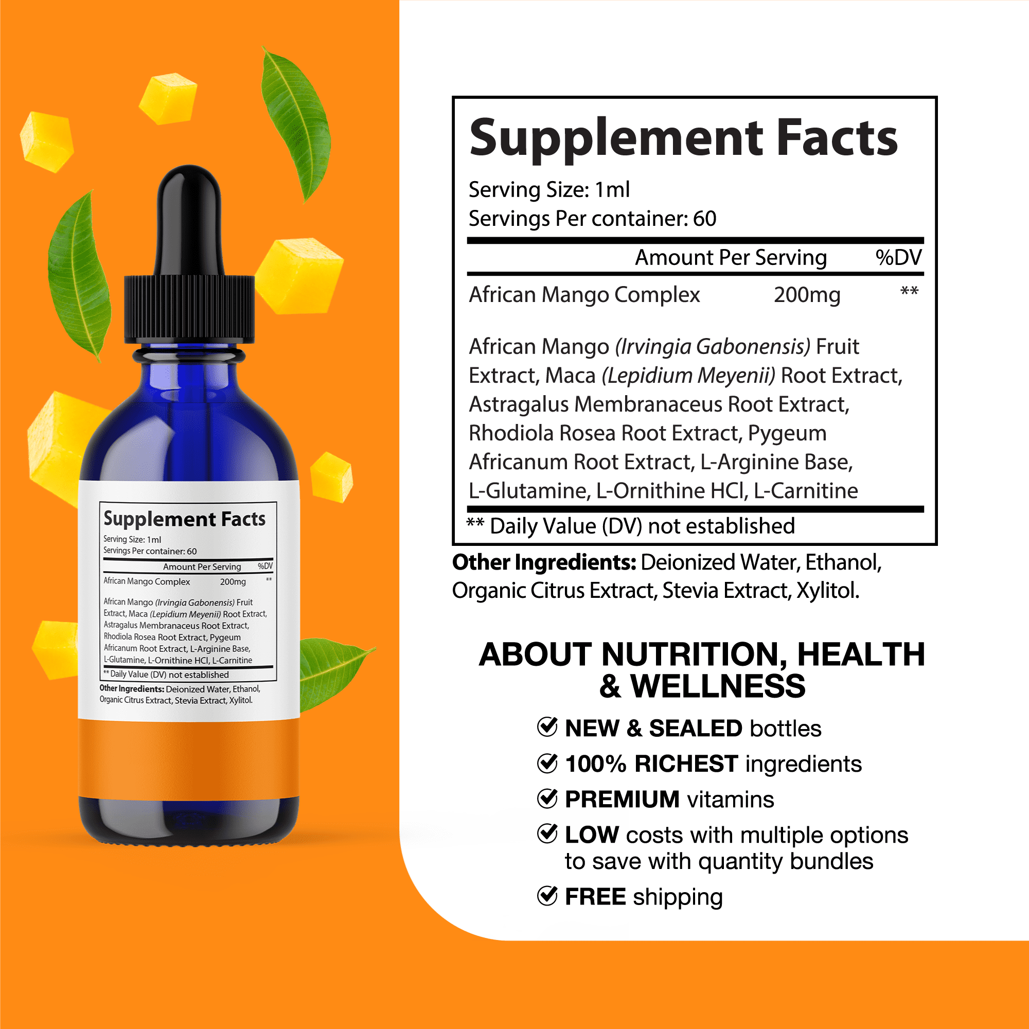 African Mango Liquid Burn Drops- Weight Loss-60ml 2fl oz-Dr.Pelican