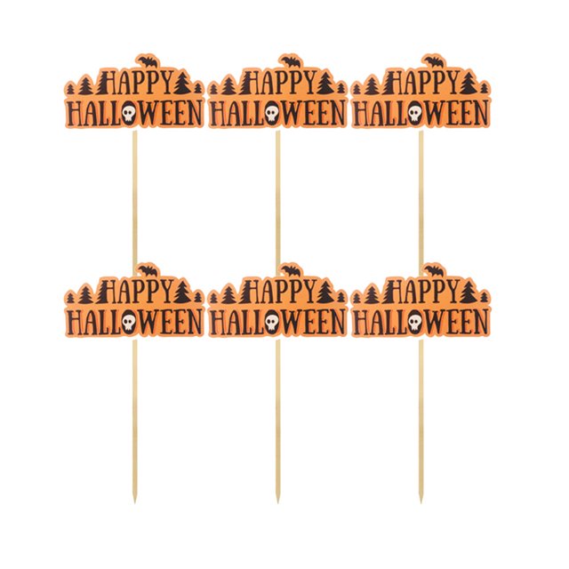 12pcs Feliz Halloween Palabras Cake Toppers Selecciones divertidas Papel Magdalena Decoración Suministros para el Festival de Halloween