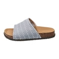 thumbnail image 7 of Slides for Women Cork Footbed Open Toe Mesh Sandals Summer Casual Flat Walking Shoes Comfortable Outdoor Slip on Slippers Gray Size 6.5, 7 of 7