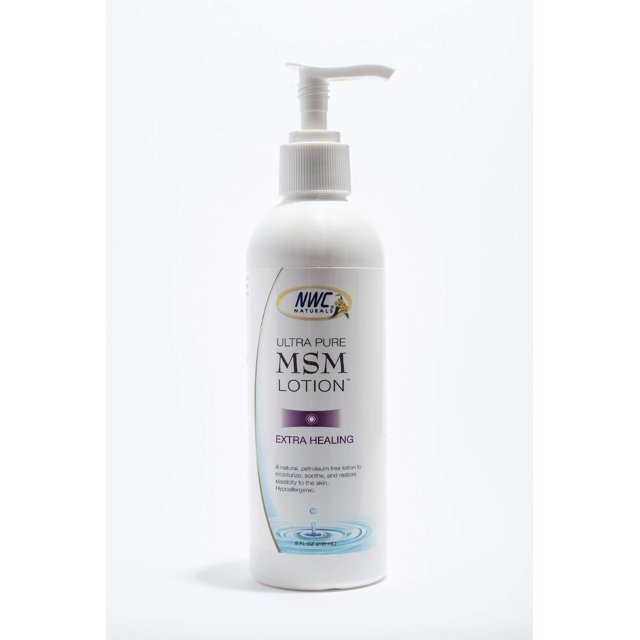 NWC Naturals Loción UltraPure MSM Loción corporal nutritiva hipoalergénica natural por 8 onzas líquidas (8XLMSM)