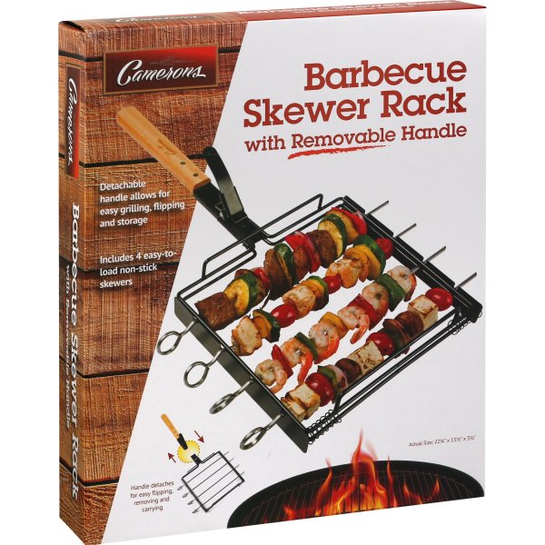 Barbecue Skewer Rack Set w Removable Handle Barbeque Shish Kebabs