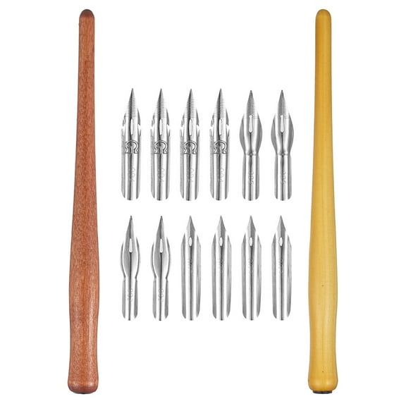 1 Set Vintage Calligraphy Practice Pen with Gothic Tips and Irregular Wood Grip for Home Use