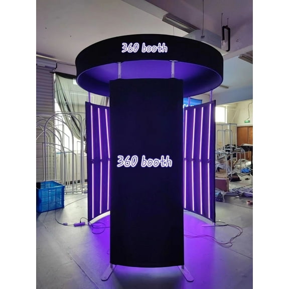8ft Round LED 360 Photo Booth Enclosure Photo Booth Backdrop with RGB LED Lights