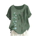 thumbnail image 1 of Birdeem Blouses pour Femmes Mode Imprimée Confortable Ample Manches Courtes Blouse Boutonnée Col Rond Décontracté, 1 of 12