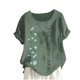 thumbnail image 1 of Blusas de Manga Corta para las Mujeres Impreso Cómodo Suelto Botón Corte Cerradura Casual Cuello Redondo Superior, 1 of 3