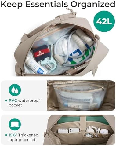 Tennis Gym Bag for Women, Tennis Bag Holds 2 Rackets with Shoe Compartment & Wet Pocket, Sports Duffle Bags fits up to 15.6" Laptop, Women Overnight Weekend Bag