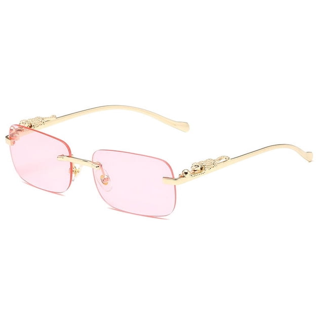 Gafas de sol cuadradas decorativas sin marco de color para hombres y mujeres, gafas de sol retro de metal