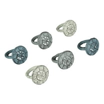 Zeckos Cast Iron Compass Rose Napkin Rings Dining Decor Set of 6
