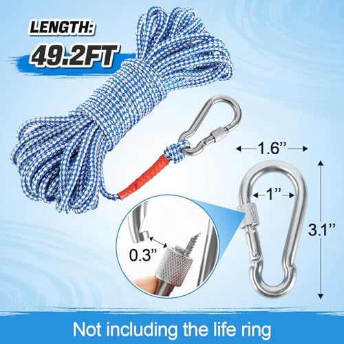 Water Floating Lifesaving Rope - Professional Throwing Pool Life Preserver Rope Line for Swimming Small Kayak Inflatable Boat