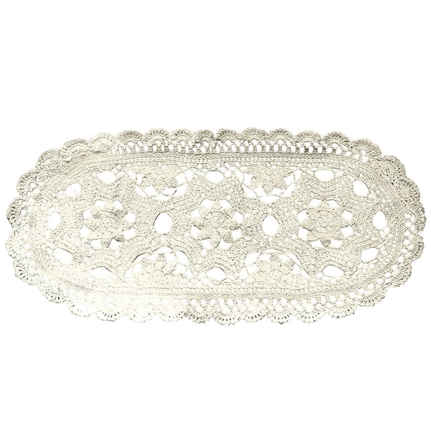 Camino de mesa de algodón hecho a mano – Mantel de ganchillo de encaje de tejido hueco de estilo campestre, elegante cubierta de tocador, perfecto para decoración rústica de granja, 11.81" x 27.56"