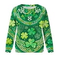 thumbnail image 4 of Aobny Women's Holiday Blouses St Patrick's Graphic Blouses Crew Neck Pullover Green Long Sleeve Women Shirt,S, 4 of 7