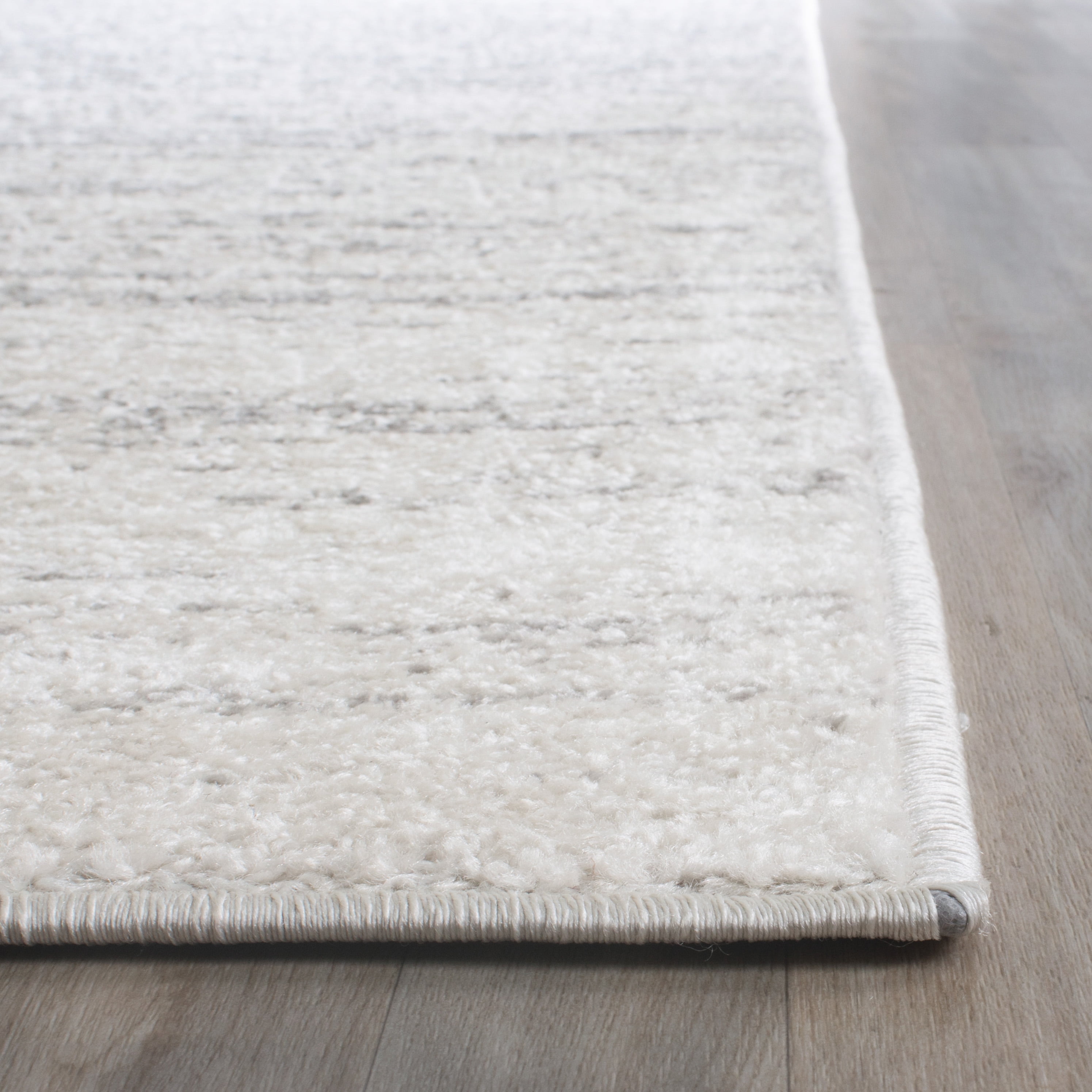 SAFAVIEH Adirondack Esmond Striped Area Rug, Ivory/Silver, 8' x 8' Square - Modern Design, Ivory & Silver, Ideal for Living Room, Bedroom, Dining Space