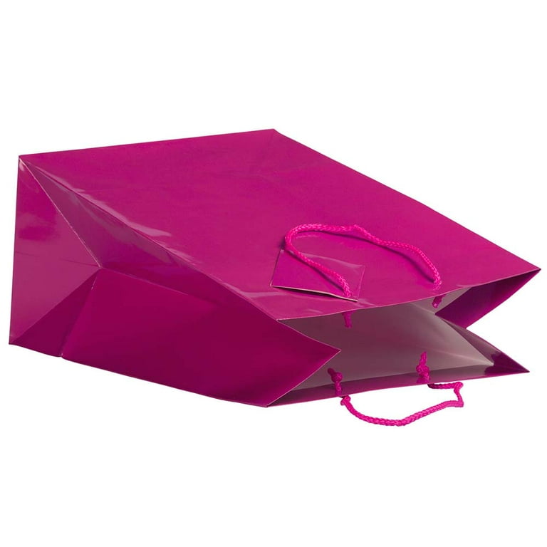 20 Pack Small Paper Bags w Handle & Tissue Paper for Gift Hot Pink  7.9x5.5x2.5”