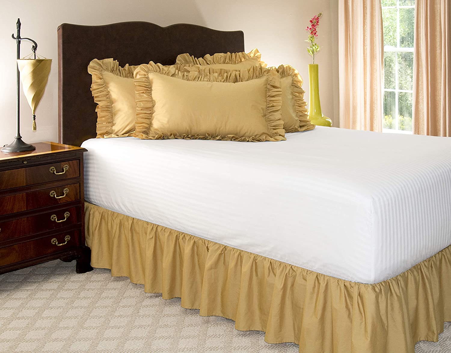 Wrinkle and Fade Resistant Twin, Gold 14 Inch Drop Dust Ruffle with Platform ShopBedding Ruffled Bed Skirt Blissford Available in All Bed Sizes and 16 Colors
