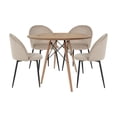 thumbnail image 1 of Ilios Innova | Comedor Roslo 4s Set de Mesa Redonda Café y 4 Sillas de Terciopelo Beige, Estilo Nórdico Moderno Minimalista para Espacios Pequeños, 1 of 9