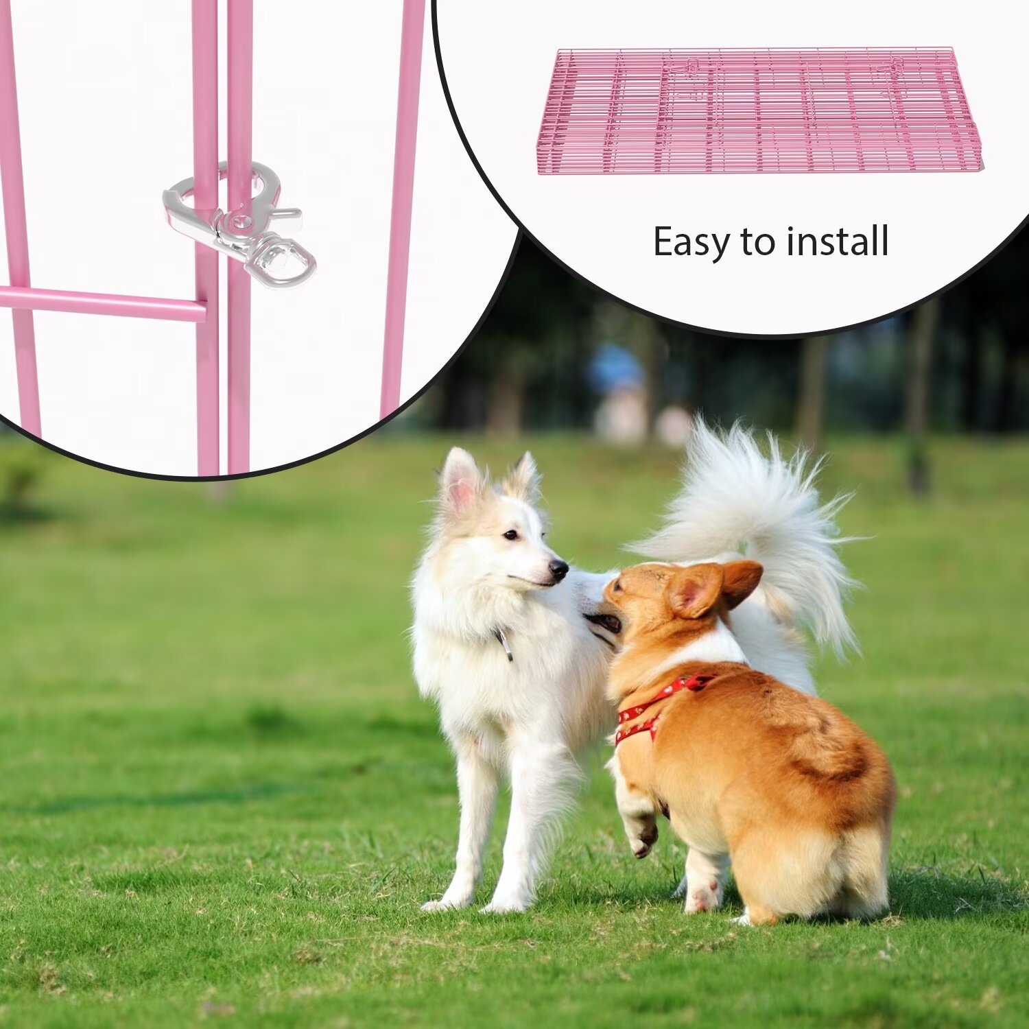 YRLLENSDAN,42In,8 Panel,Outdoor Dog Fence,Puppy Play Pen for Indoors,Dog Play Pen Indoors,Easy To Assemble and Store,Foldable,Pink