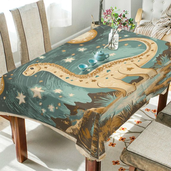Yayeee Tablecloths 54" x 54" Rectangle Wrinkle Resistant Party Table Cover, Dinosaur with Stars