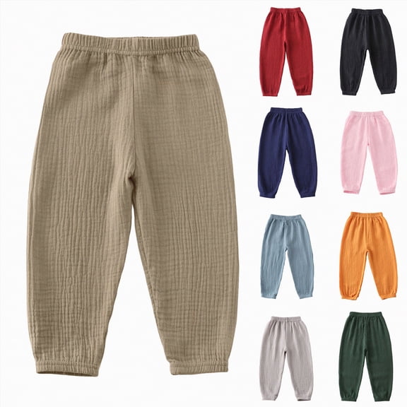 OYXSER Baby Long Bloomers Soft Cotton Linen Pants for Boys Girls, 12M-8T