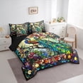 thumbnail image 3 of jejeloiu Retro Boho Floral 7-Piece Twin Bedding Set,Zoo Animal Peacock Rainbow Glass,Ultra Soft Reversible Decor For Kids, 3 of 8