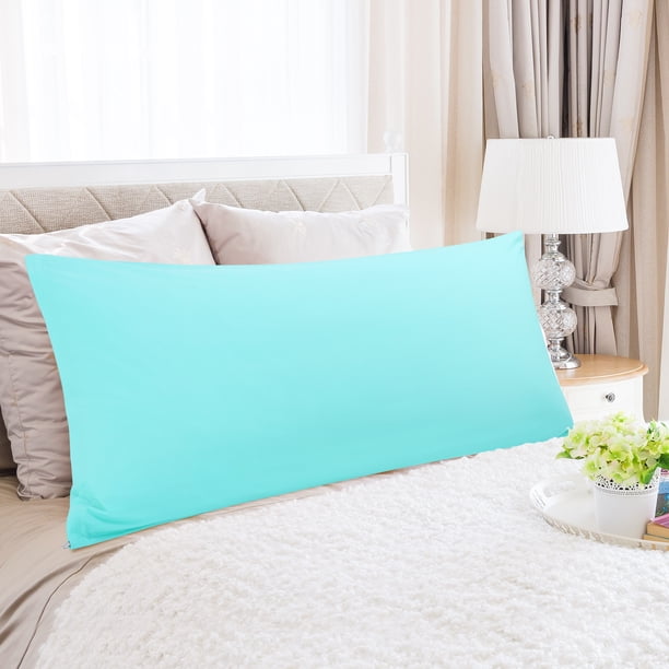 Funda de almohada con cremallera PiccoCasa de algodón egipcio, tamaño king, color cian