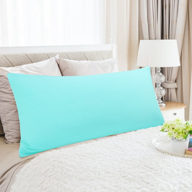 Funda de almohada con cremallera PiccoCasa de algodón egipcio, tamaño king, color cian