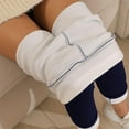 thumbnail image 3 of Soft Clouds Fleece Leggings for Women Casual Warm Winter Solid Pants Thermal Tights High Waist Yoga Pants Navy S, 3 of 8