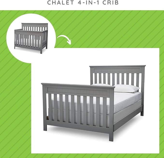 Full Size Conversion Kit Bed Rails for Chalet Crib by Delta Children - #0050 (Grey - 026)