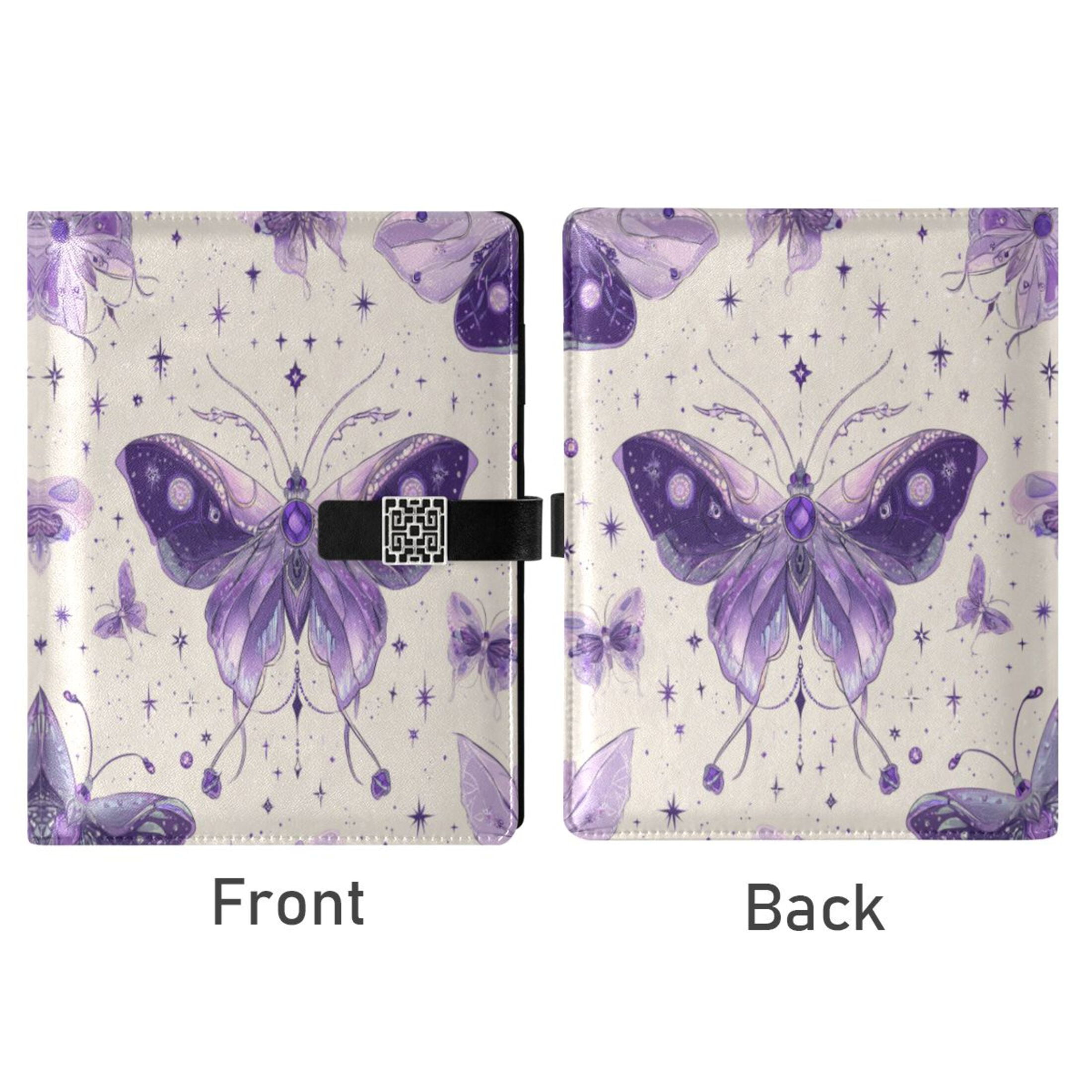 Leather Planner Leather Notebook Notebook Journal Binder Design Pen Pocket Design Convenient for Storage Beautiful Purple Butterflies