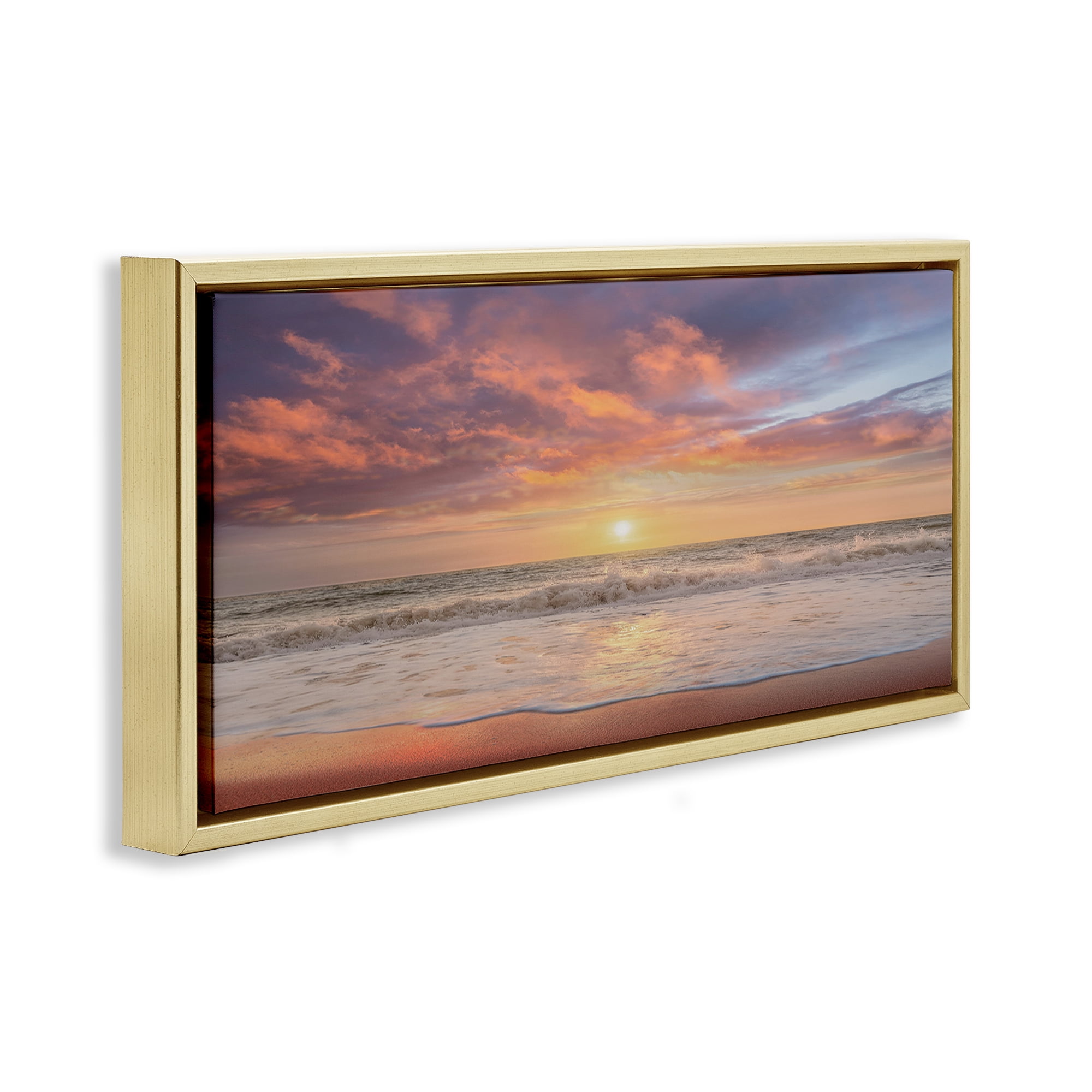 Stupell Industries Vivid Sunset Panorama Gold Framed Floater Canvas Wall Art, design by Mike Caliascibetta
