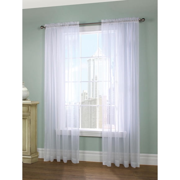 Loft Living Vizby, paire de panneaux de rideaux style européen transparent à passe à tringle 56" x 95", blanc