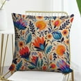 thumbnail image 7 of Zippered Pillow Cover Farmhouse Shabby Chic Vintage Floral Cushion Case Colorful Mediterranean Vintage Floral Pattern Sofa Pillows Gifts for Home Decor 16"x16", 7 of 7
