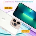 thumbnail image 4 of for iPhone 13 Pro Max Case Sparkly Diamond Crystal Metal Bling Camera Lens Cover Back Clear & Matte Bumper Silicone Shockproof Protective Case + Screen Protector for Girls and Women -Gold, 4 of 12