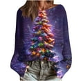 thumbnail image 2 of Craaazy Women's Shirts Casual Christmas Printed Crew Neck Long Sleeve Fashion Xmas Graphic Blouses and Tops Gifts, 2 of 5