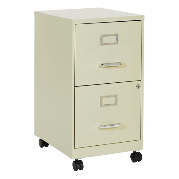 Pemberly Row 2-Drawers Mobile Locking Metal File Cabinet in Tan