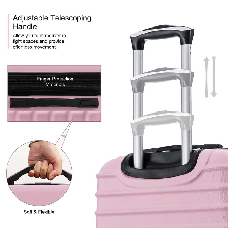 Adjustable Handle Hard Shell Suitcase 36L - Light Pink | Carry-On