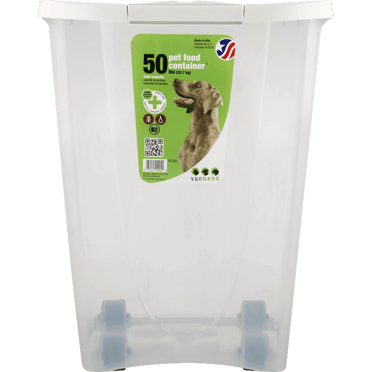 Van Ness 50 lb Plastic Dog Food Storage Container on Wheels